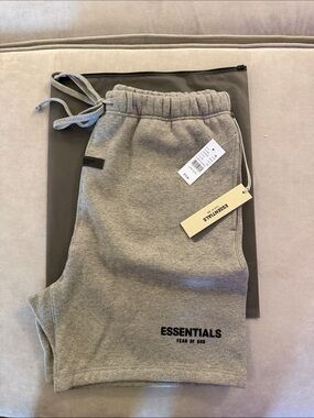Essentials Dark Oatmeal Grey Sweatshorts with Logo Tag